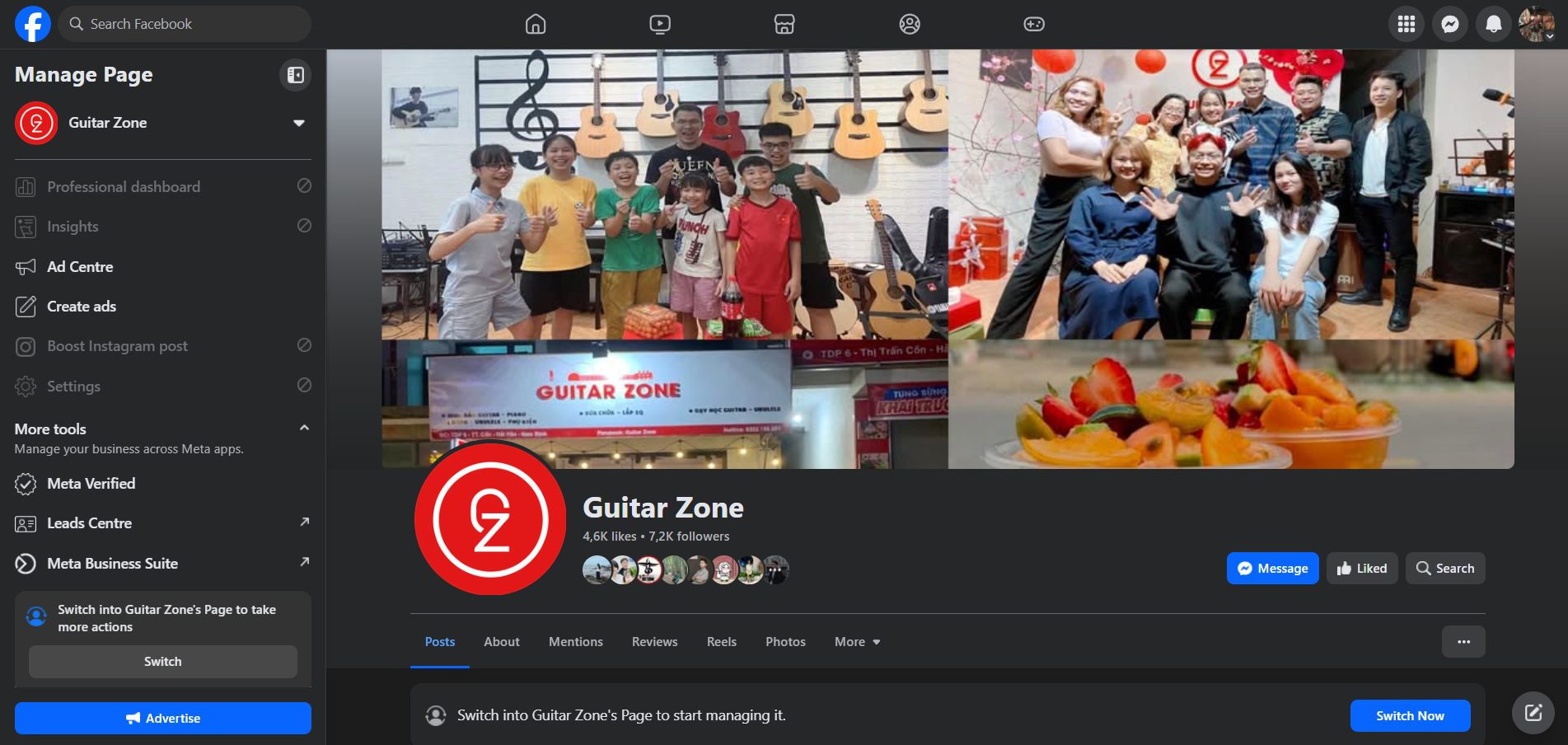 Ảnh chụp màn hình Trang Facebook